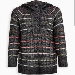 TORRID Raglan Hoodie Chunky Yarn Multi Stripe Sweater Size 00 NWT New Oversized